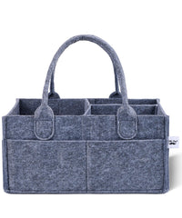 Mr. Pen baby diaper caddy in charcoal gray with exterior pockets for quick-access essentials.