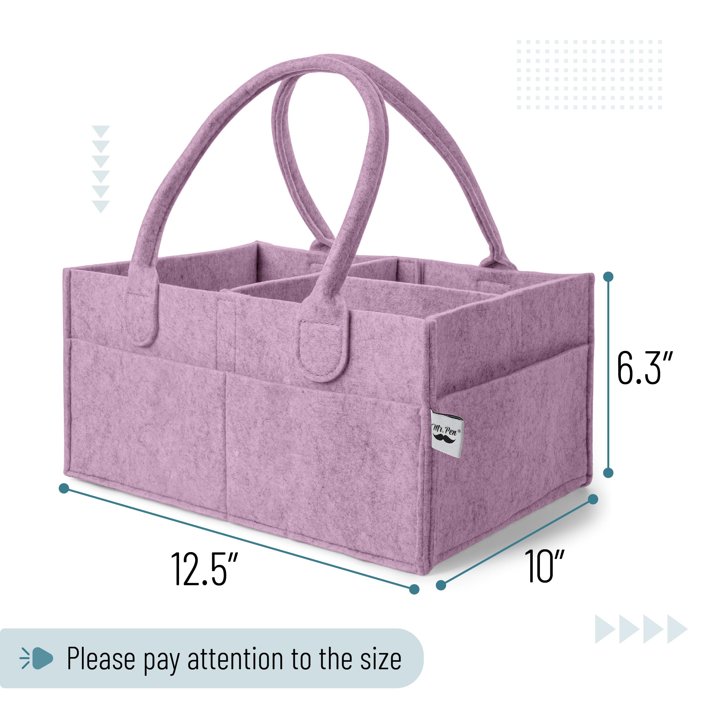 Mr. Pen Baby Diaper Caddy Organizer with reinforced handle for easy transport.