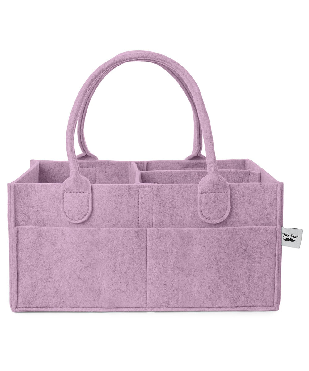 Mr. Pen Baby Diaper Caddy Organizer in Orchid Mist with spacious compartments.