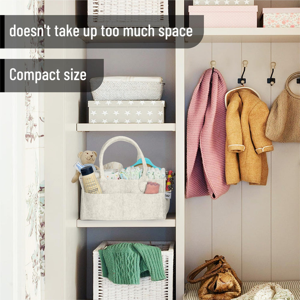 Mr. Pen diaper caddy measures 12.5 by 10 by 6.3 inches for ample storage