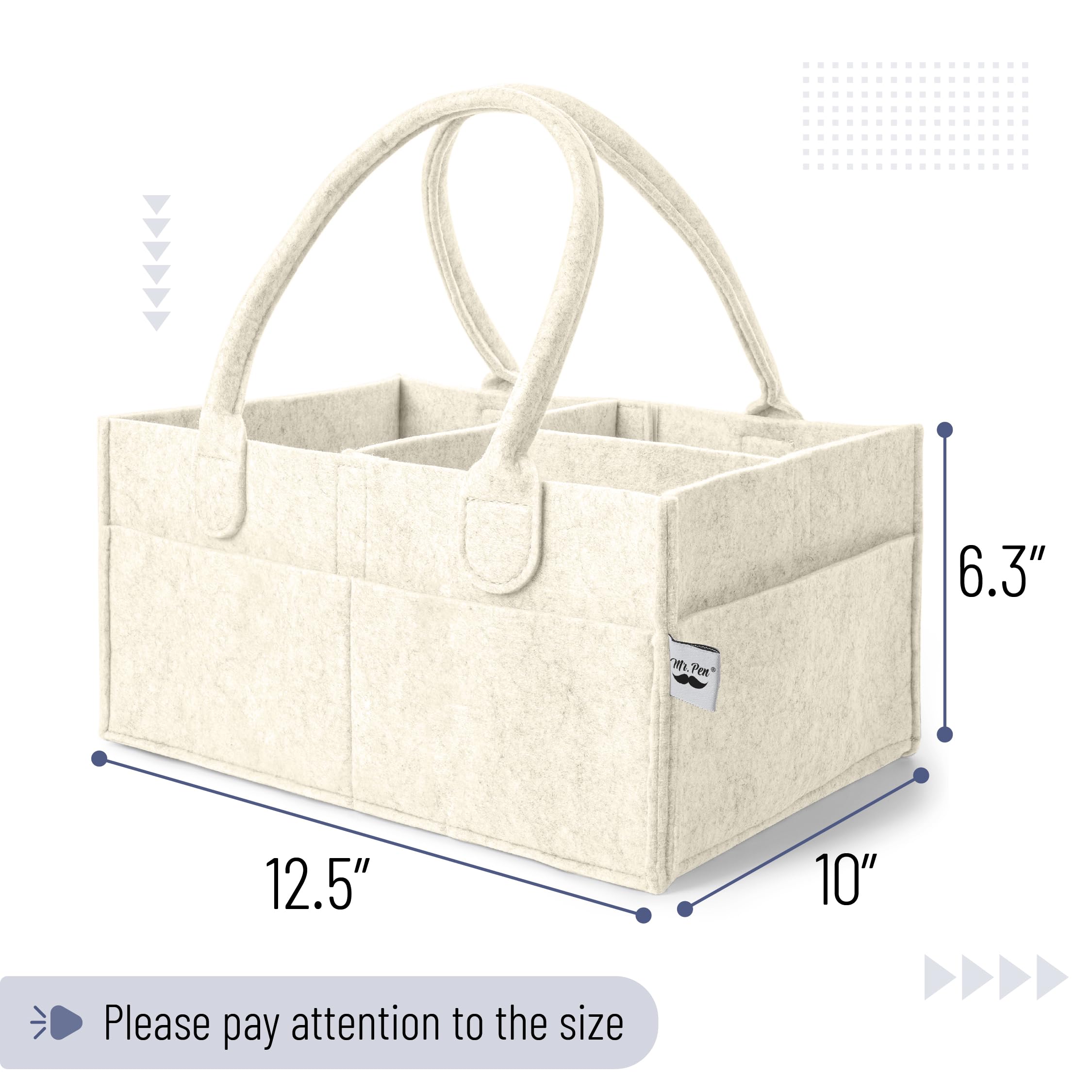 Mr. Pen diaper organizer interior compartments for wipes and creams at your fingertips
