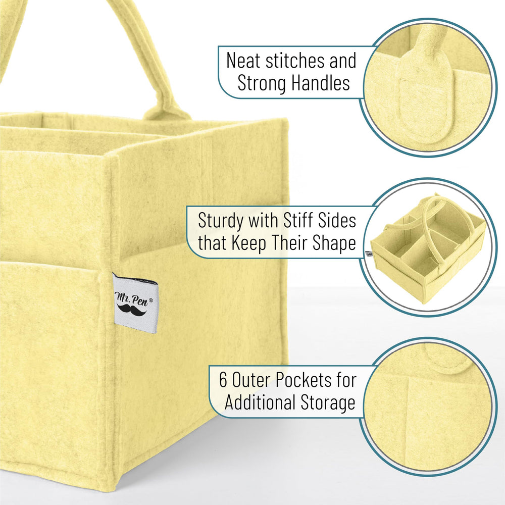 Mr. Pen Lemon Glow caddy with reinforced handles for effortless carrying.