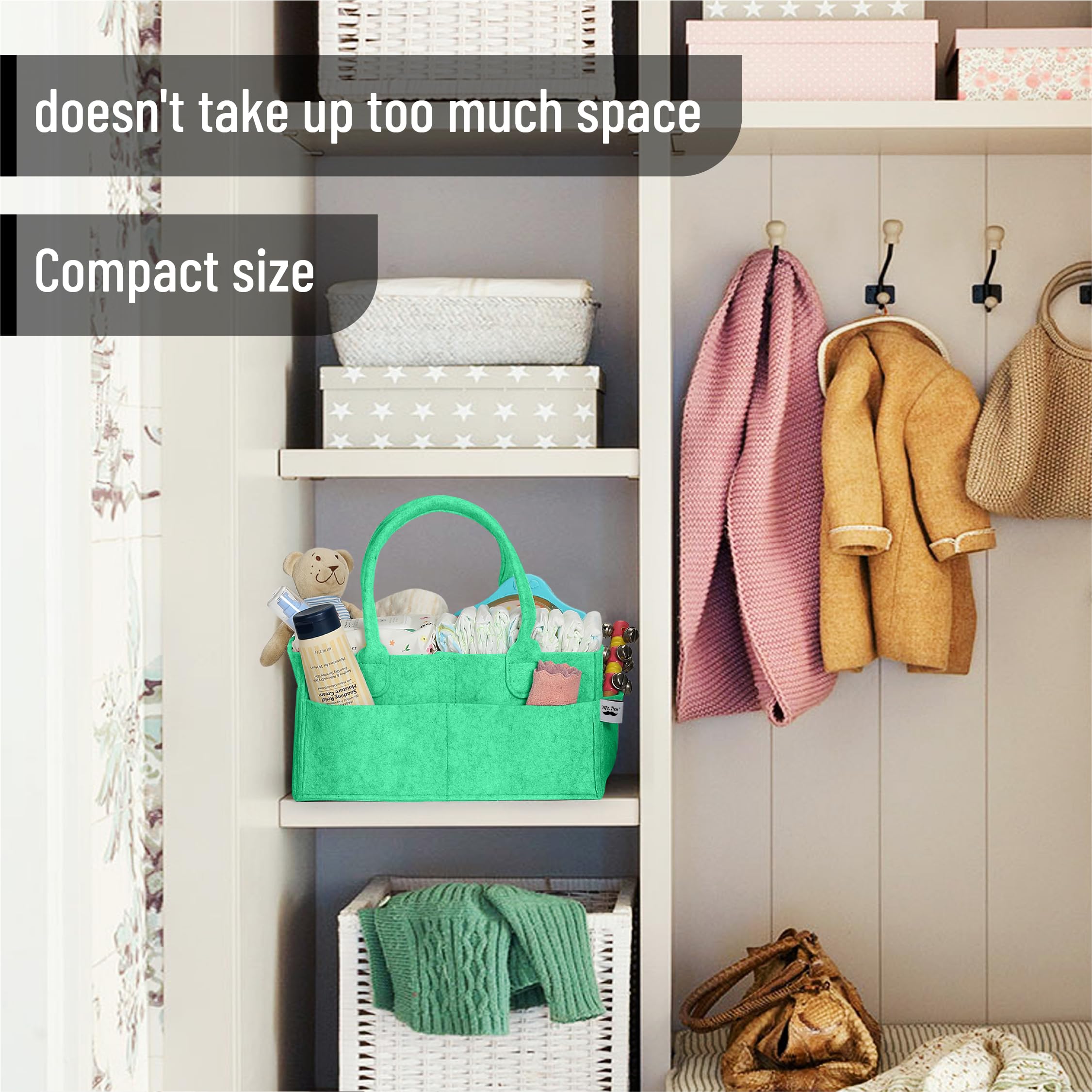 Mr. Pen Baby Diaper Caddy Organizer has sturdy handles for easy carrying.