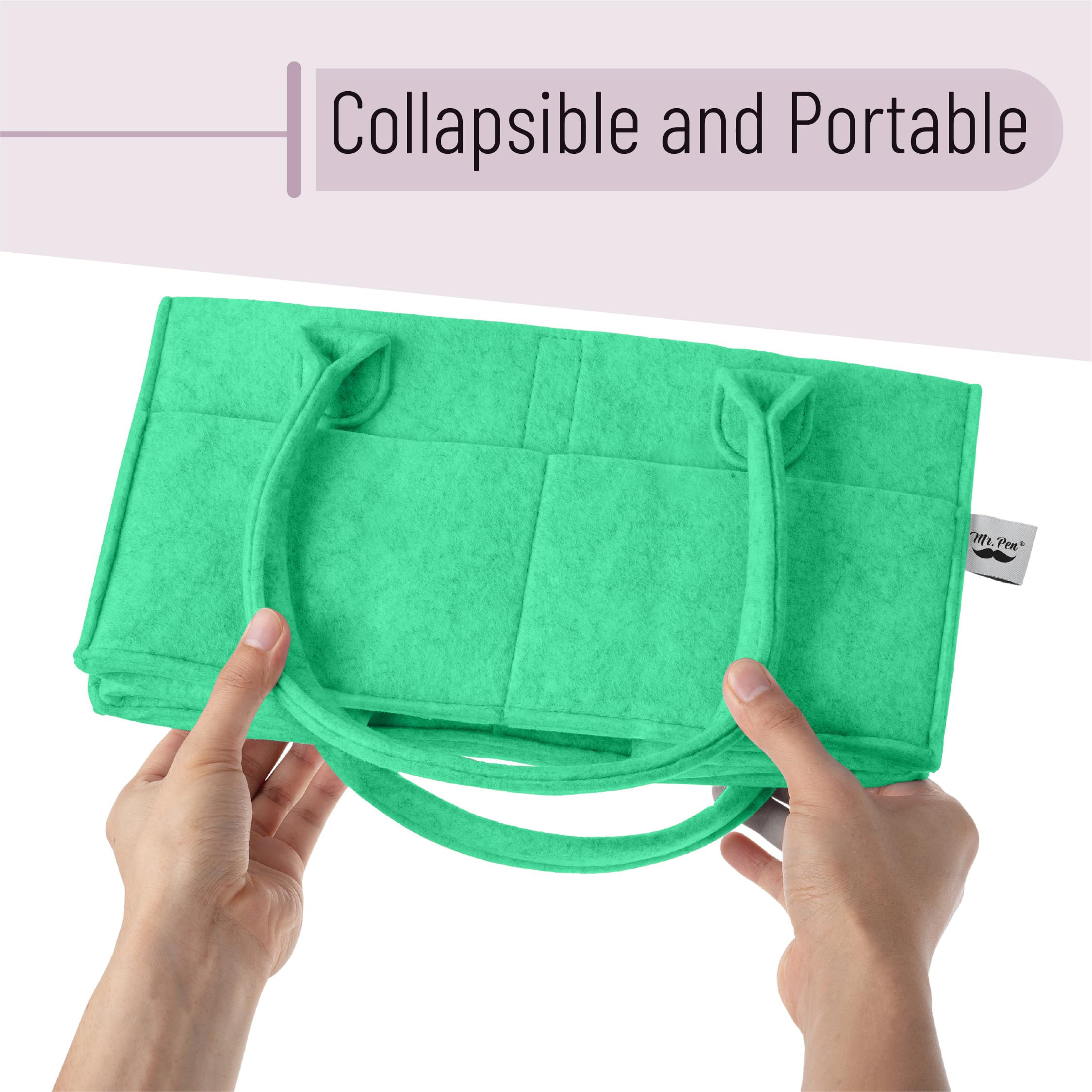 Mr. Pen Baby Diaper Caddy Organizer folds flat for travel storage.