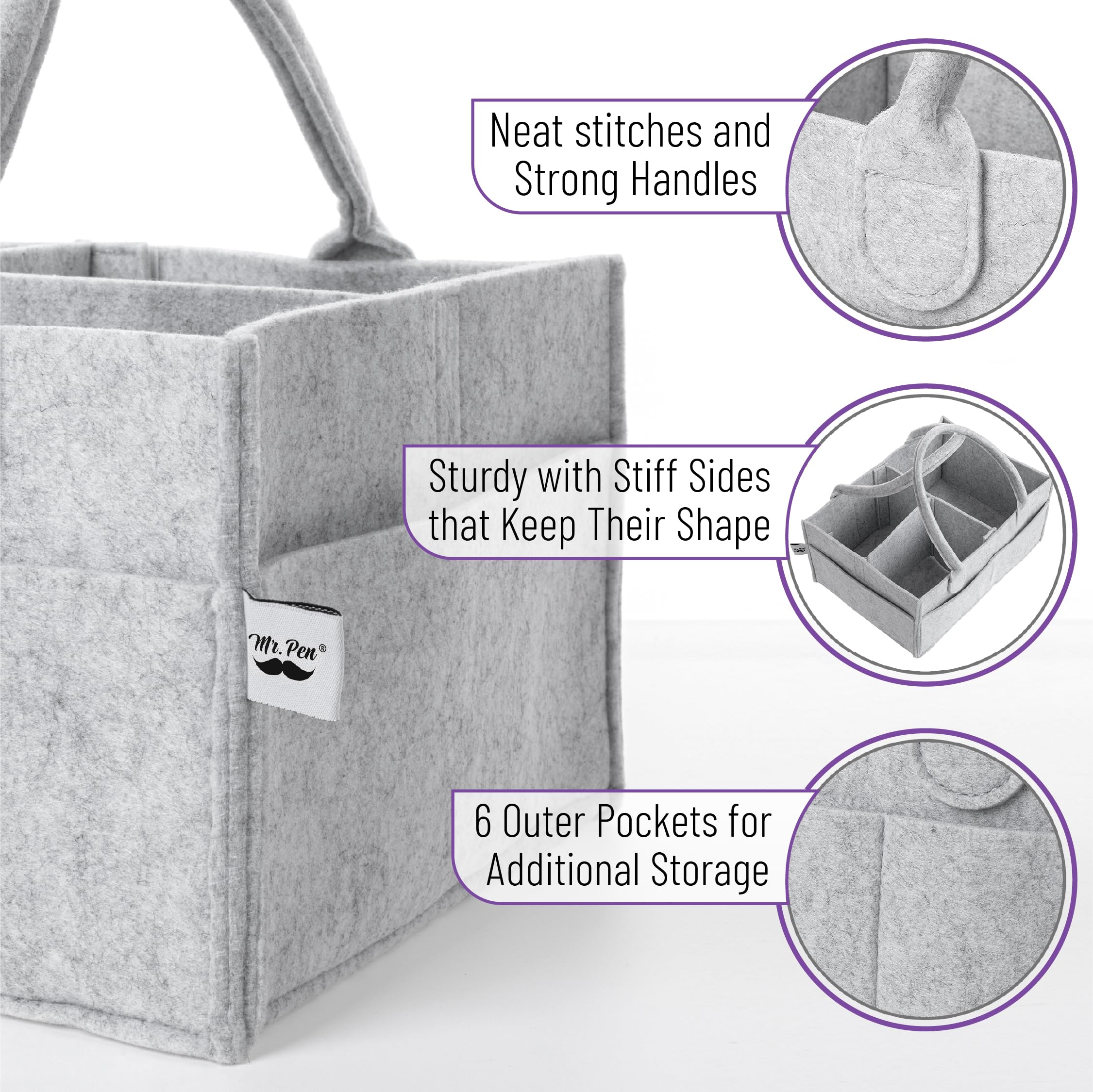 Mr. Pen organizer shows diapers and wipes neatly stored for quick changes