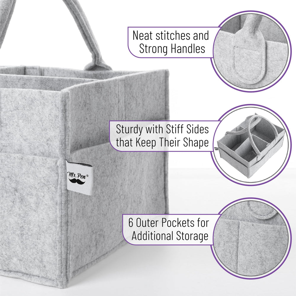 Mr. Pen organizer shows diapers and wipes neatly stored for quick changes