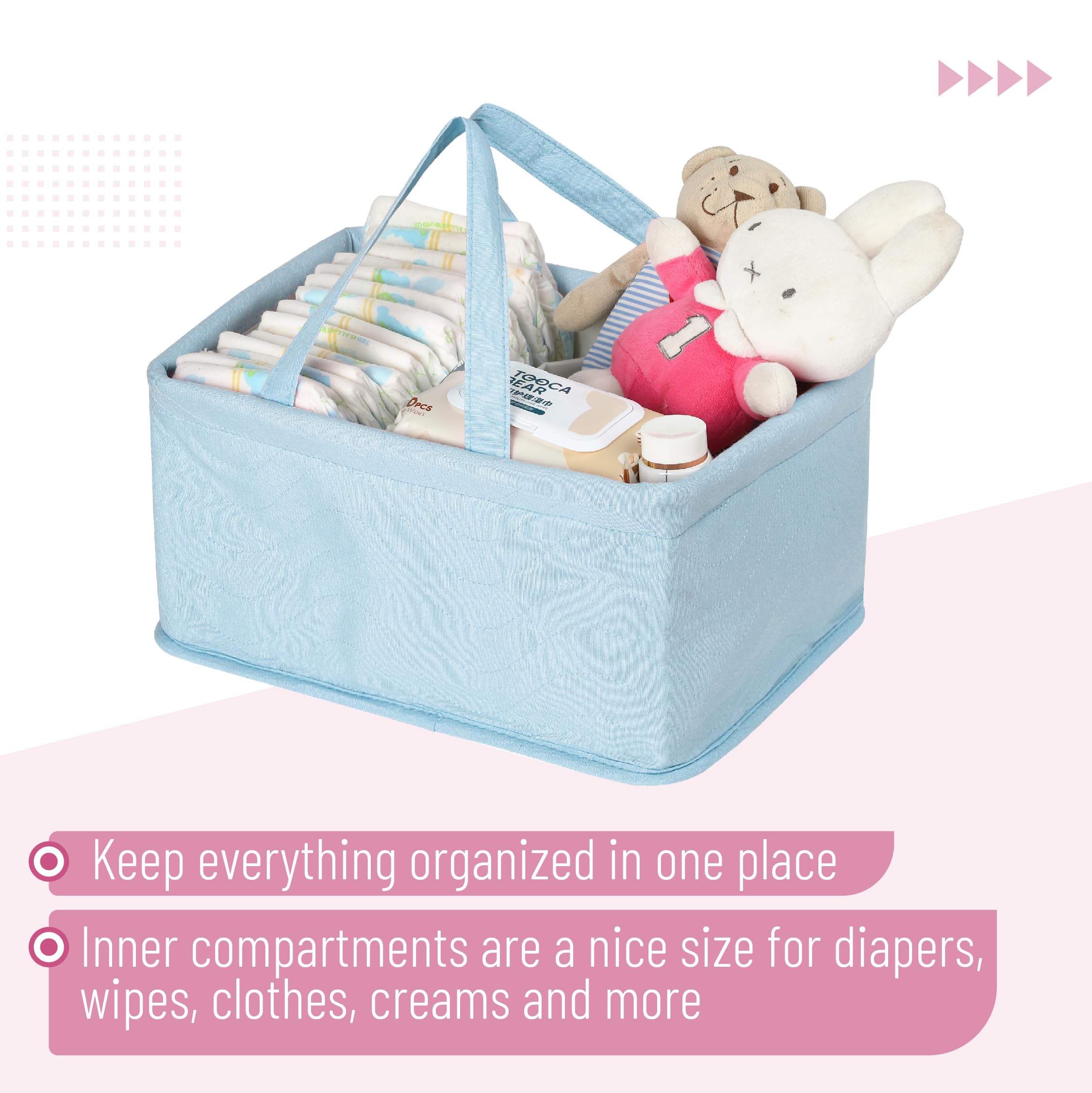 Mr. Pen diaper caddy sturdy handles for comfortable carrying.