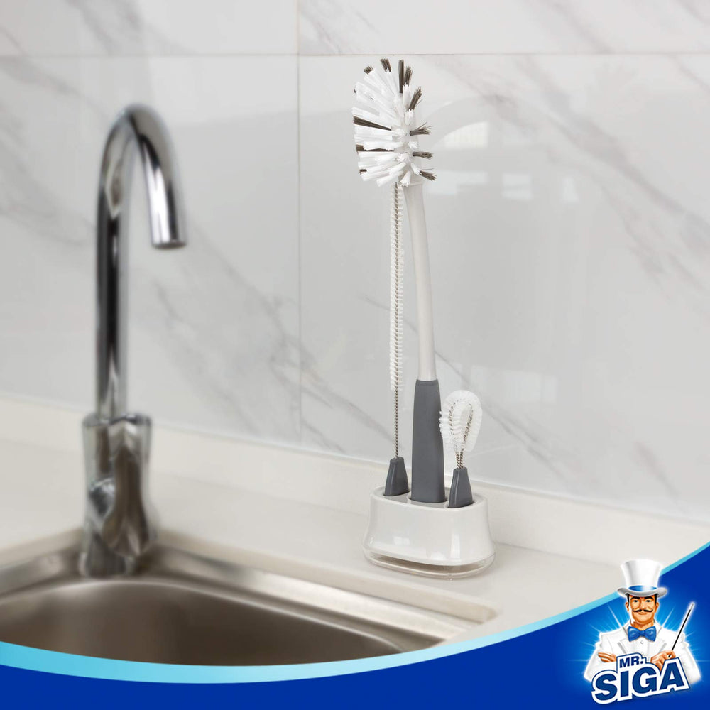 MR.SIGA detachable holder with drip catcher for tidy countertop.