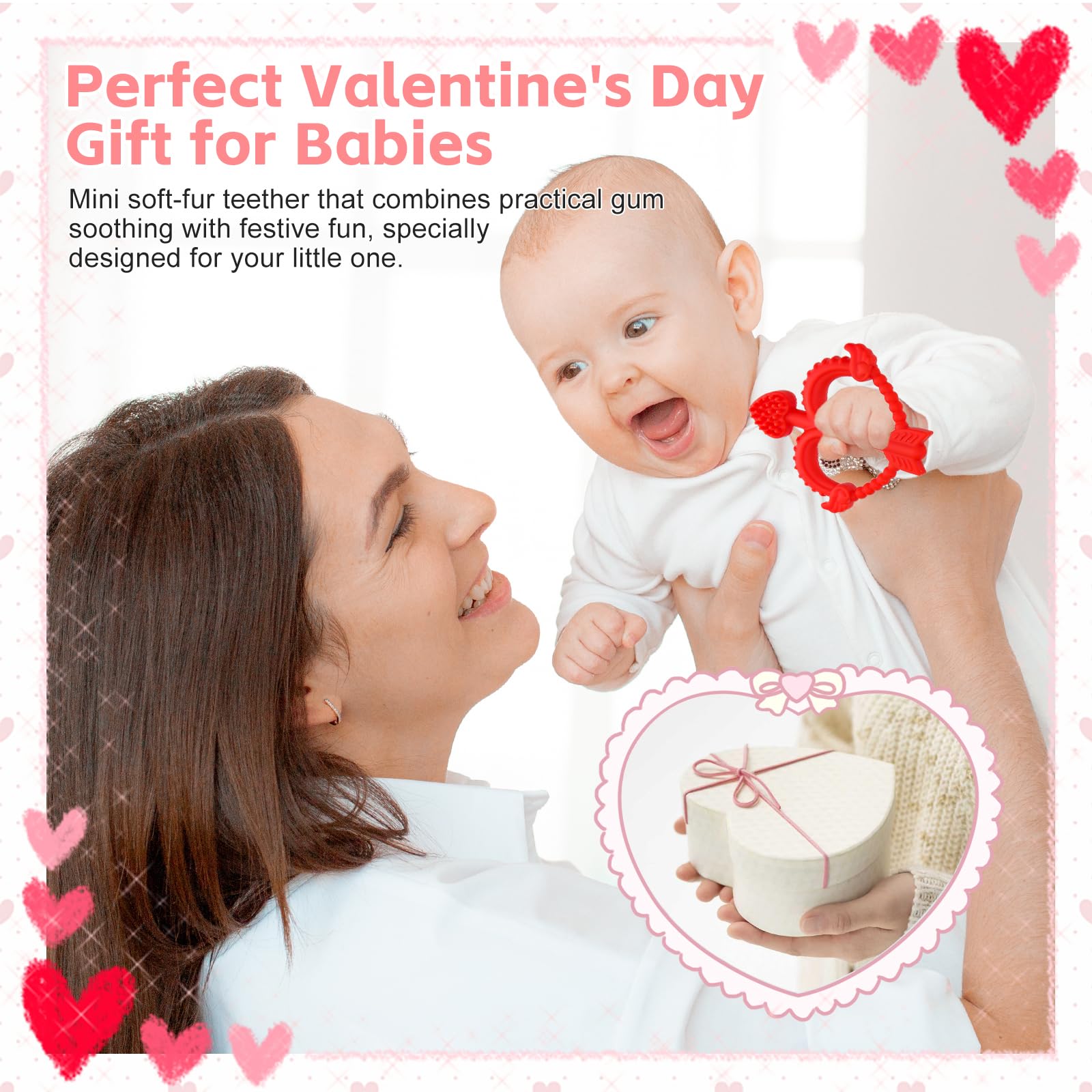MR.TIMELAG teether can be chilled for cooling relief.