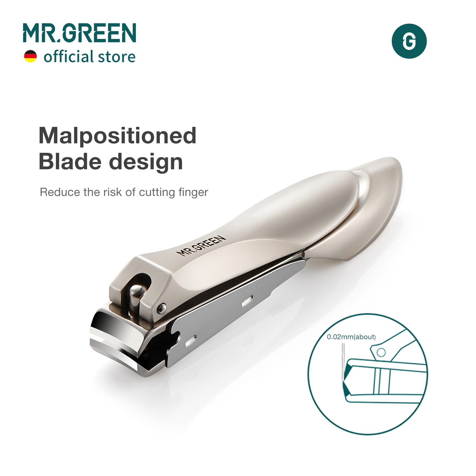 MR.GREEN anti-splash design protects baby's eyes during trimming.