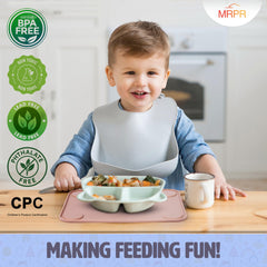 MRPR silicone suction placemat with non-slip base keeps bowls stable during meals.