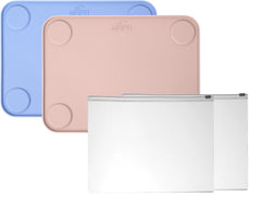 MRPR silicone suction placemat rolled in travel bag enables mess-free meals on the go.