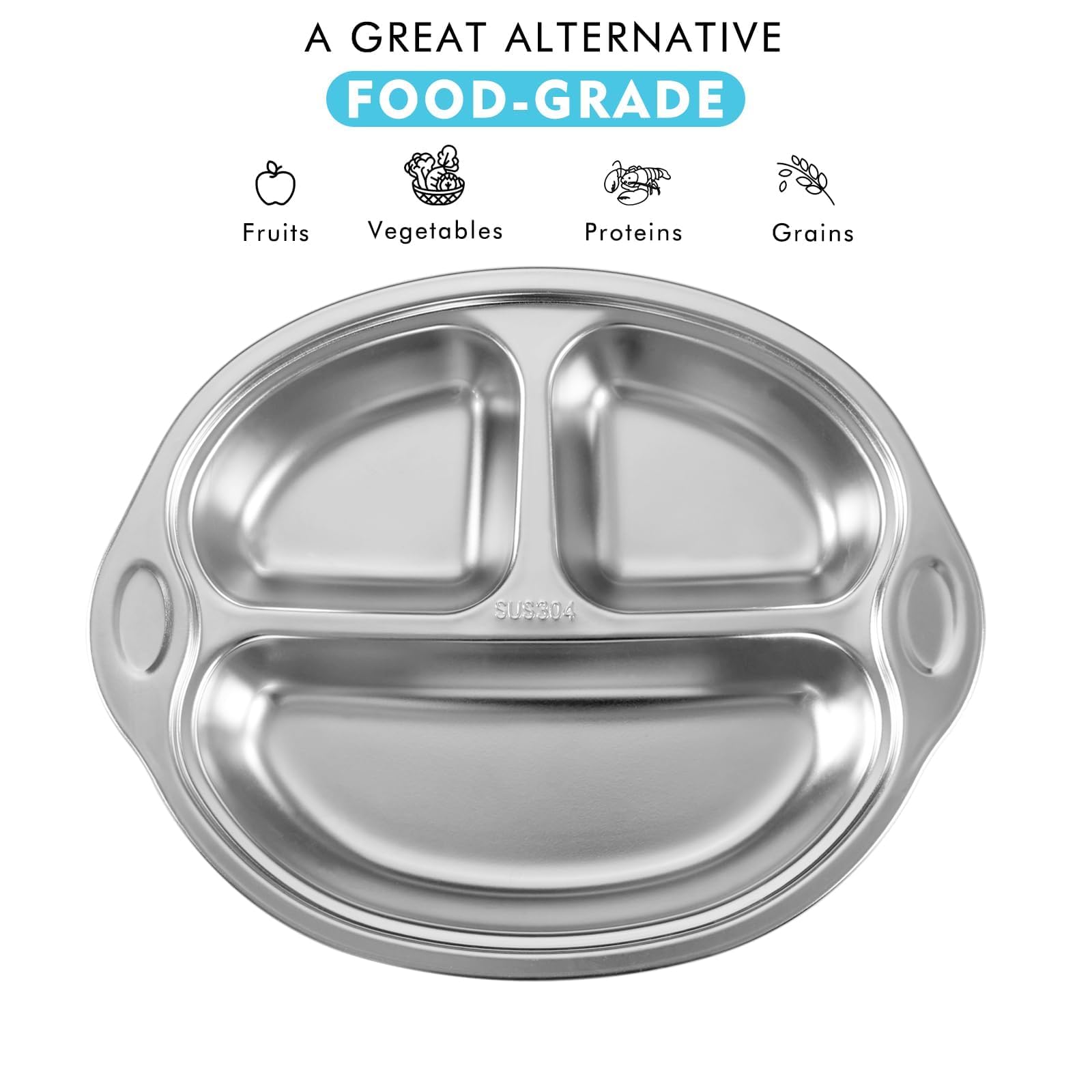 Mrs. Chou divided baby plate keeps foods separate for balanced meals.