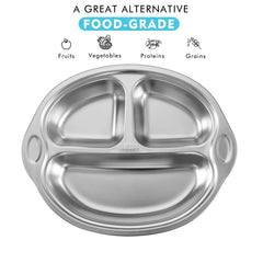 Mrs. Chou divided baby plate keeps foods separate for balanced meals.