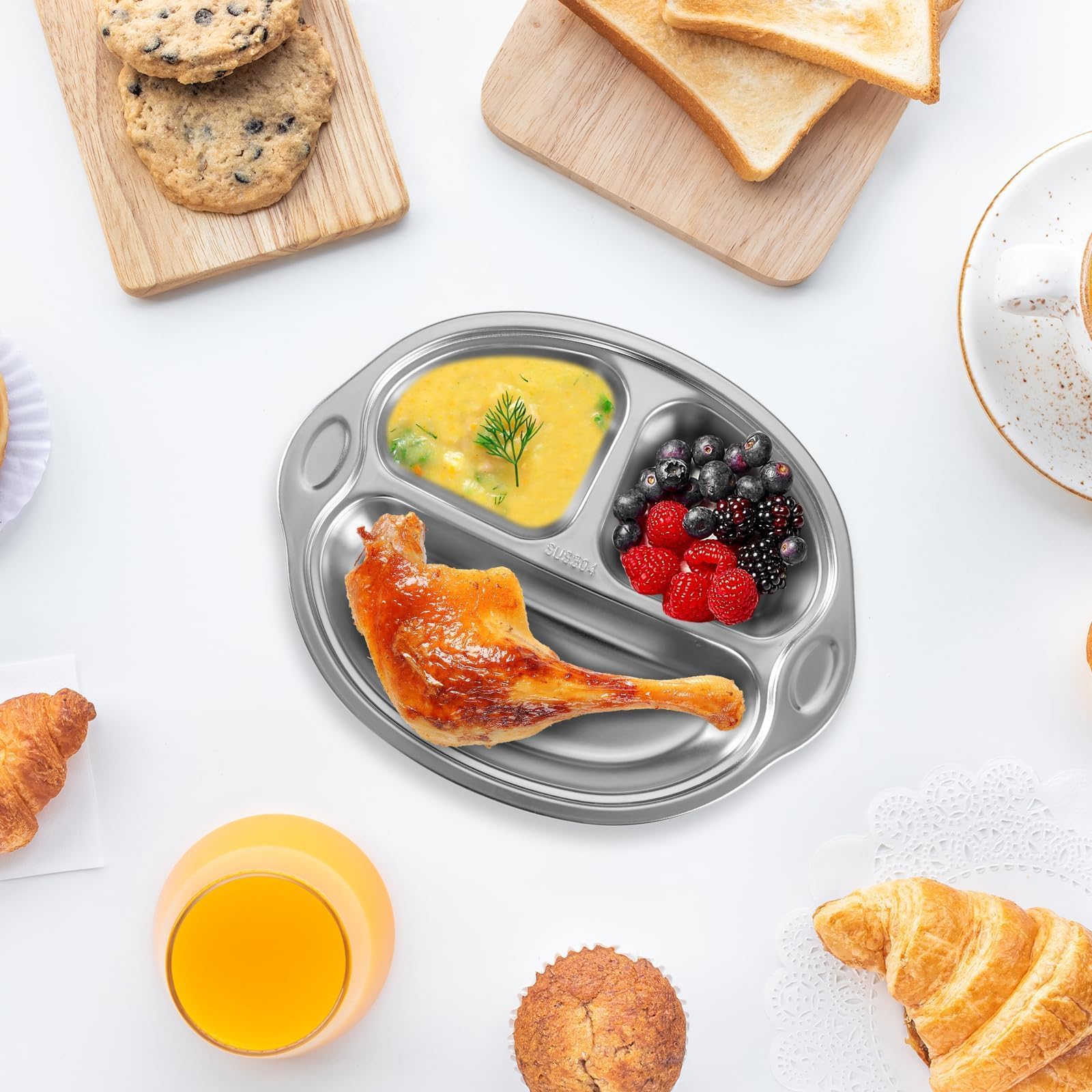 Mrs. Chou suction base supports independent eating with fewer spills.