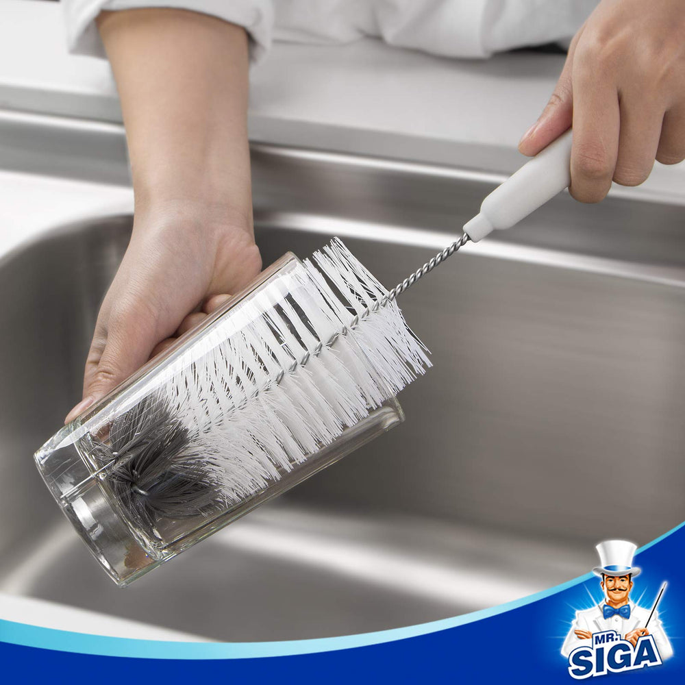 MR.SIGA 8.1-inch spout/lid brush and short bottle brush clean lids and kettles