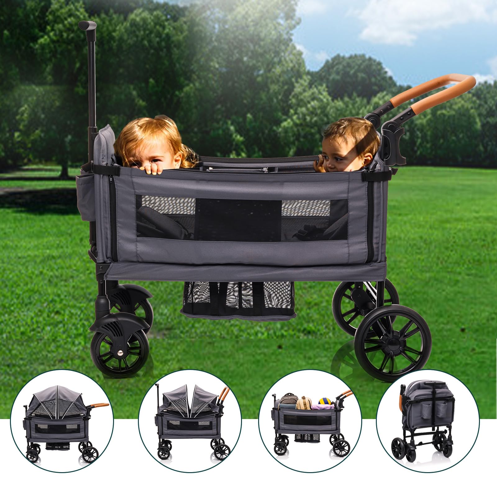 MRZLB Luxury Wagon Stroller all-terrain wheels absorb bumps