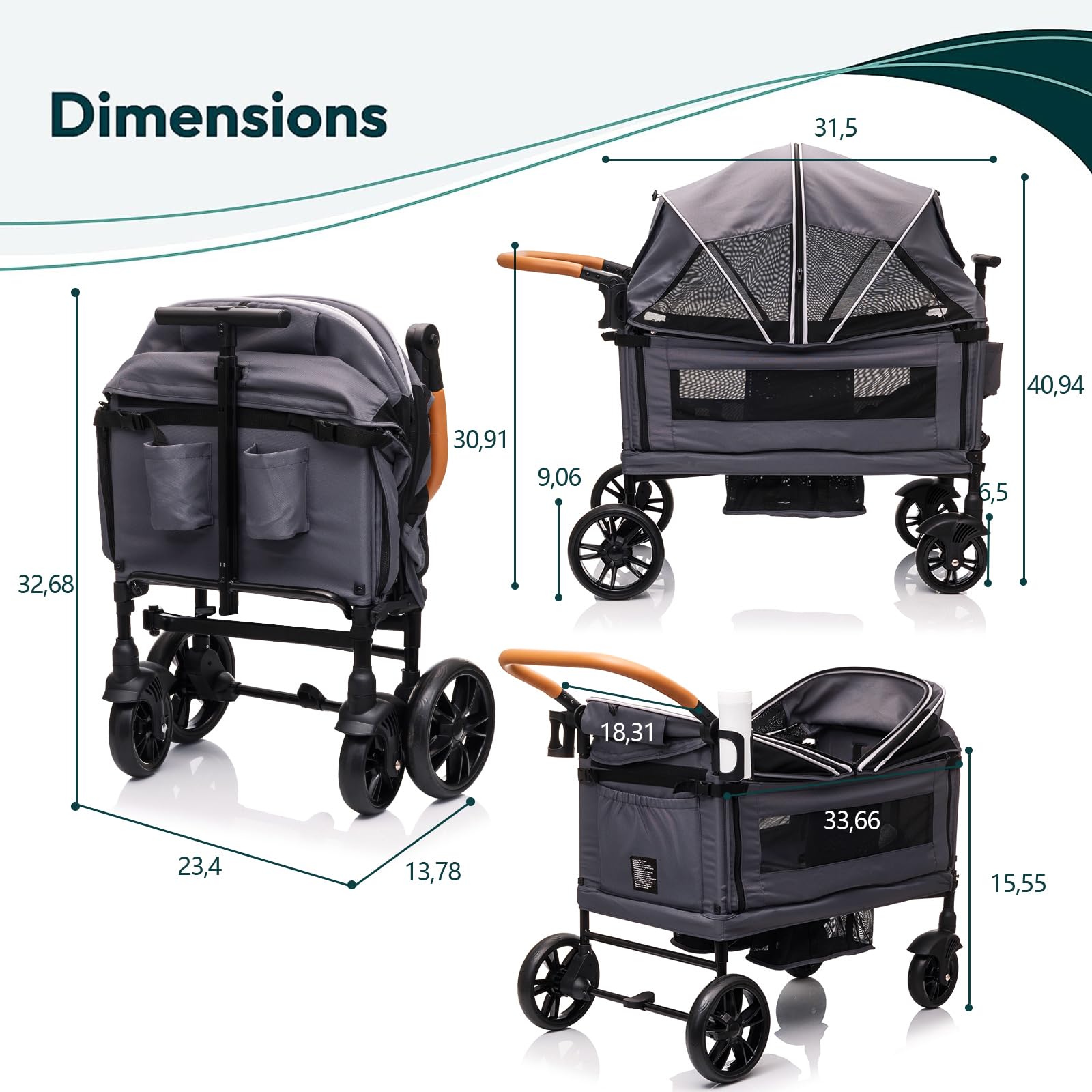 MRZLB Luxury Wagon Stroller cargo mode for groceries and bags