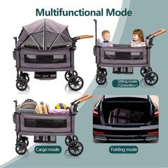 MRZLB Luxury Wagon Stroller folded for compact storage and travel