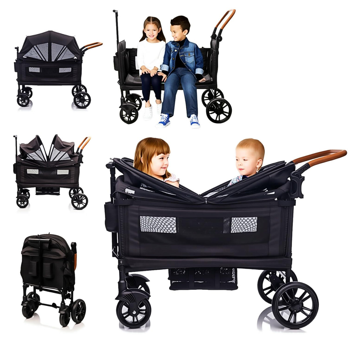 MRZLB Luxury Wagon Stroller with two seats for family outings