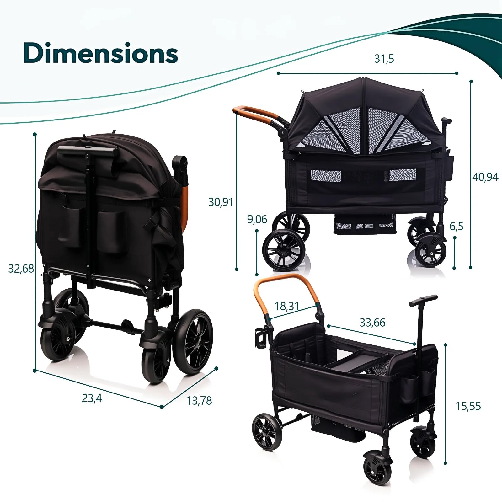 MRZLB wagon ready for travel with newborns and toddlers