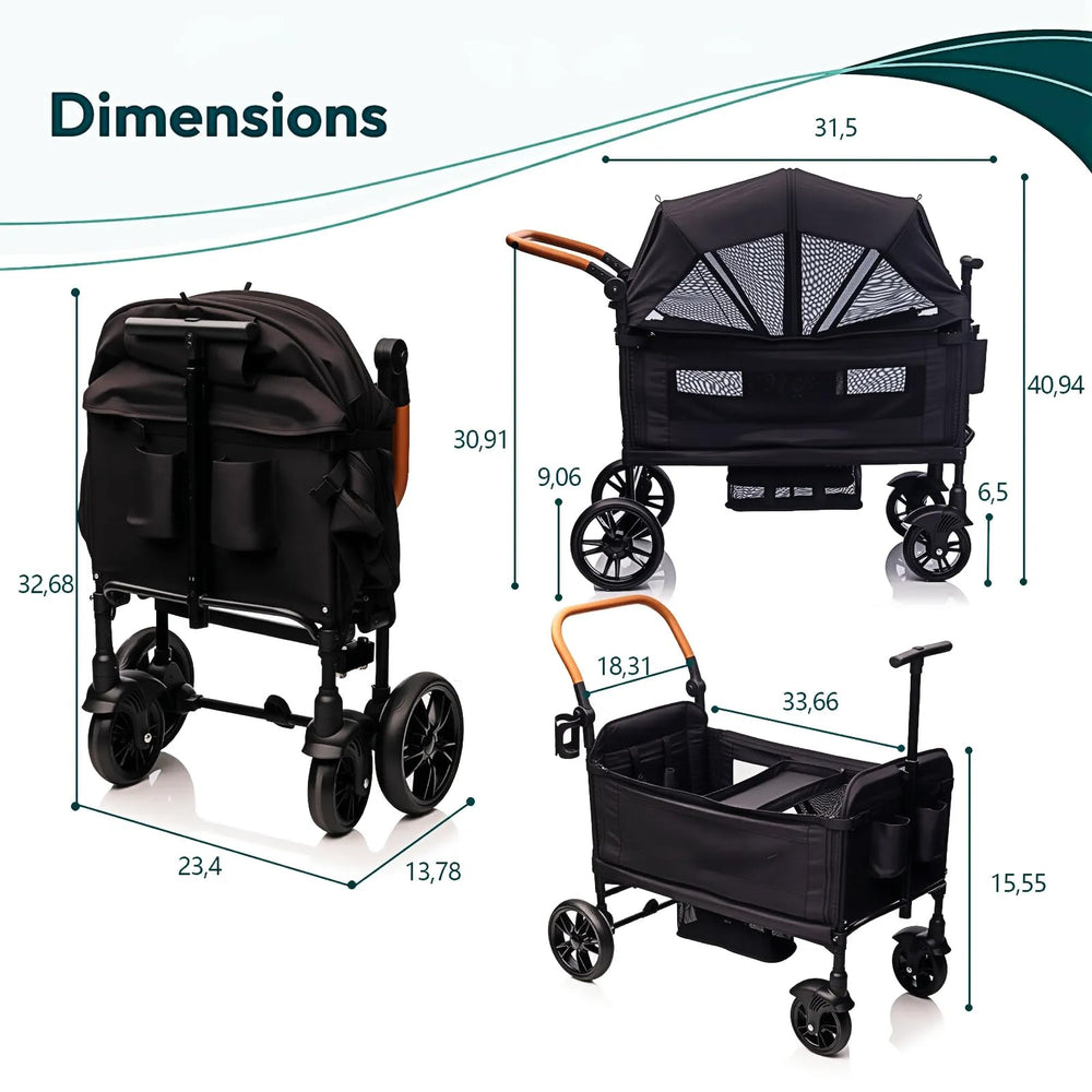 MRZLB wagon ready for travel with newborns and toddlers