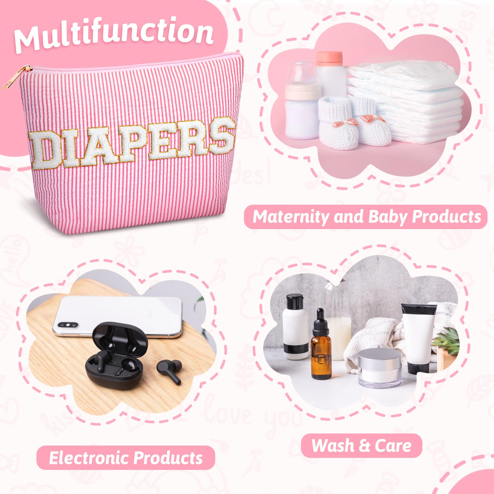 MSJGA diaper-change table storage neatly holds wipes and pads.