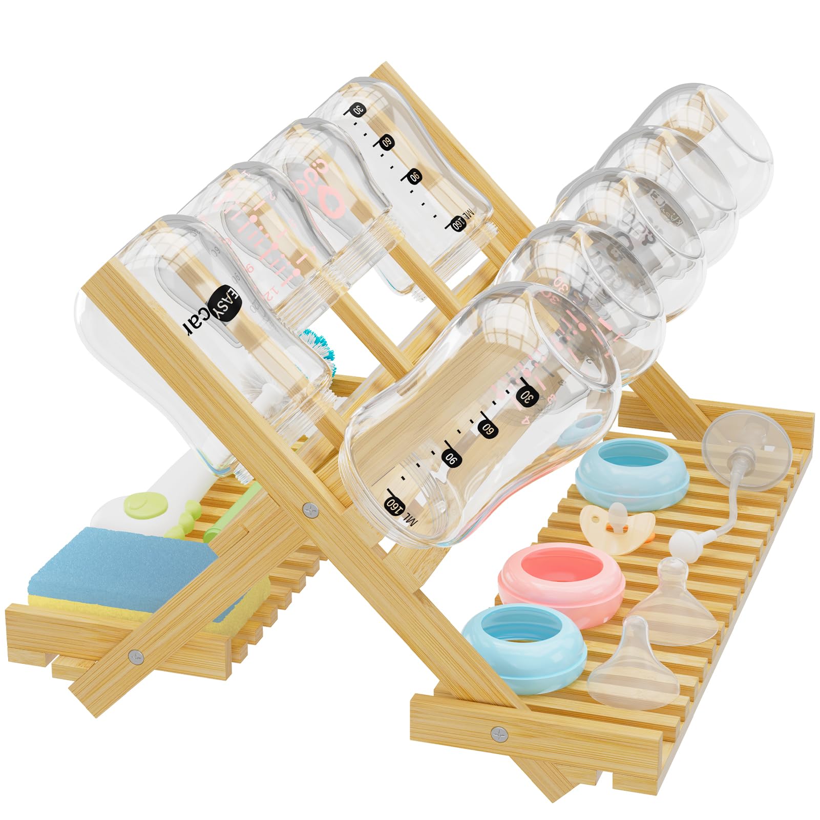 Msoesticc.dl DSVENROLY bottle-drying rack with vertical bamboo design enables fast air drying.