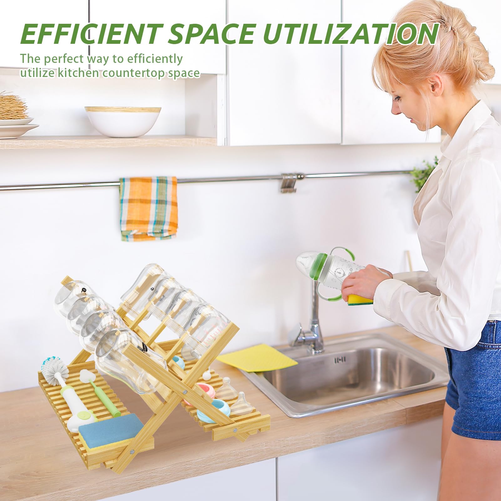 DSVENROLY bamboo drying rack offers gentle air flow for smarter bottle hygiene.