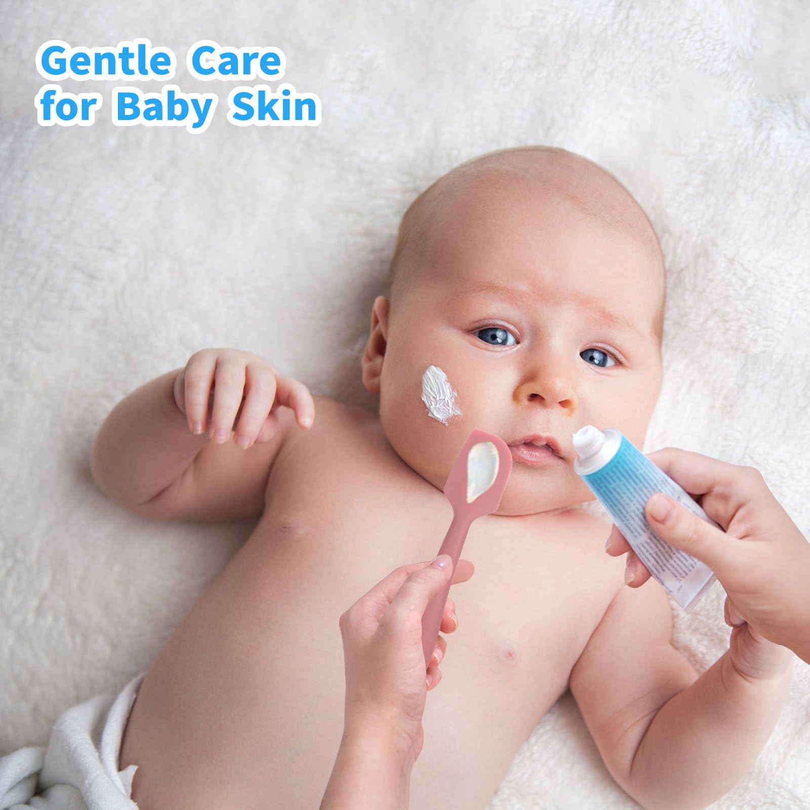 MSVP baby butt spatula in action for clean, smooth cream distribution