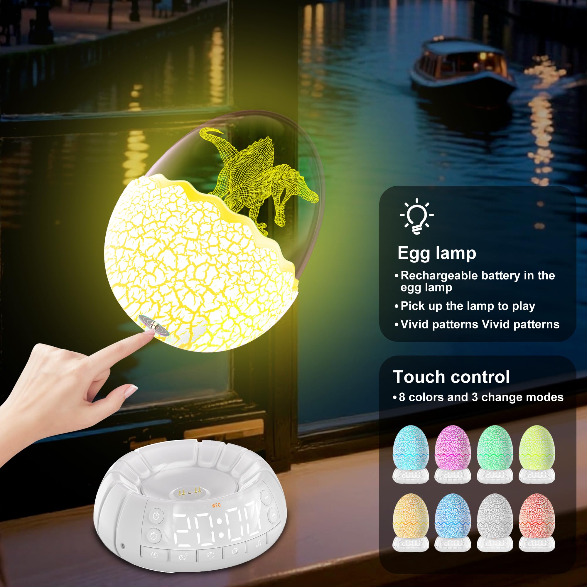 MTDYHY Dinosaur Egg Sleep Mode offers customizable timing and ambience.