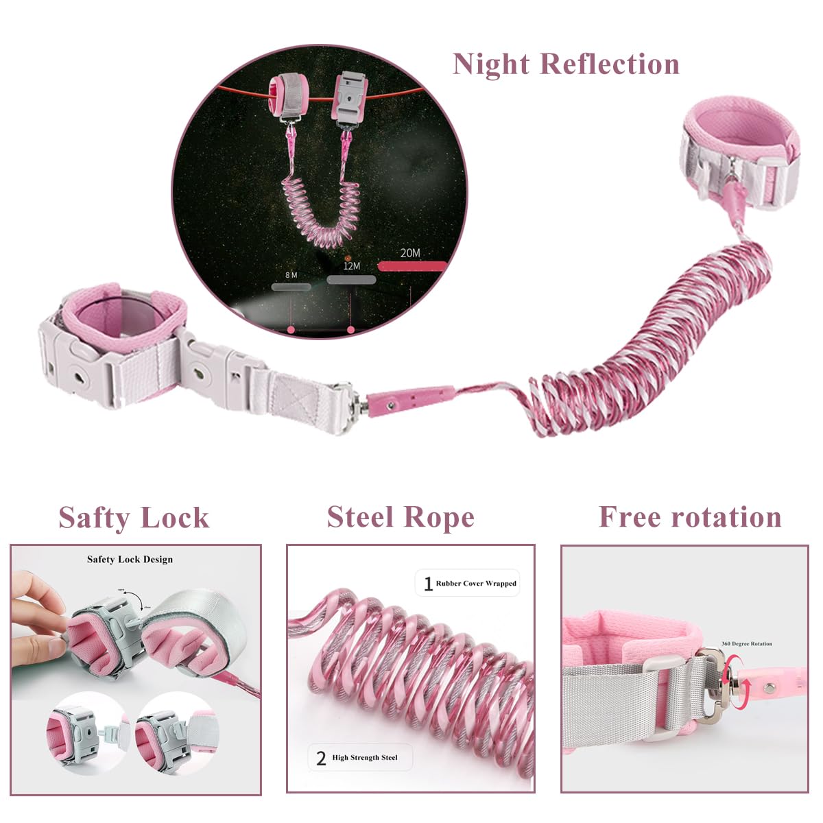 MTOMUYA 3-in-1 safety leash setup for versatile use