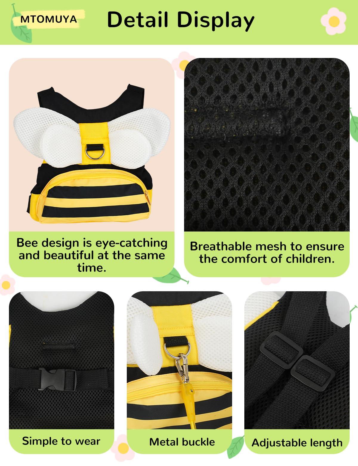 MTOMUYA bee-wing harness attracts kids during park outings