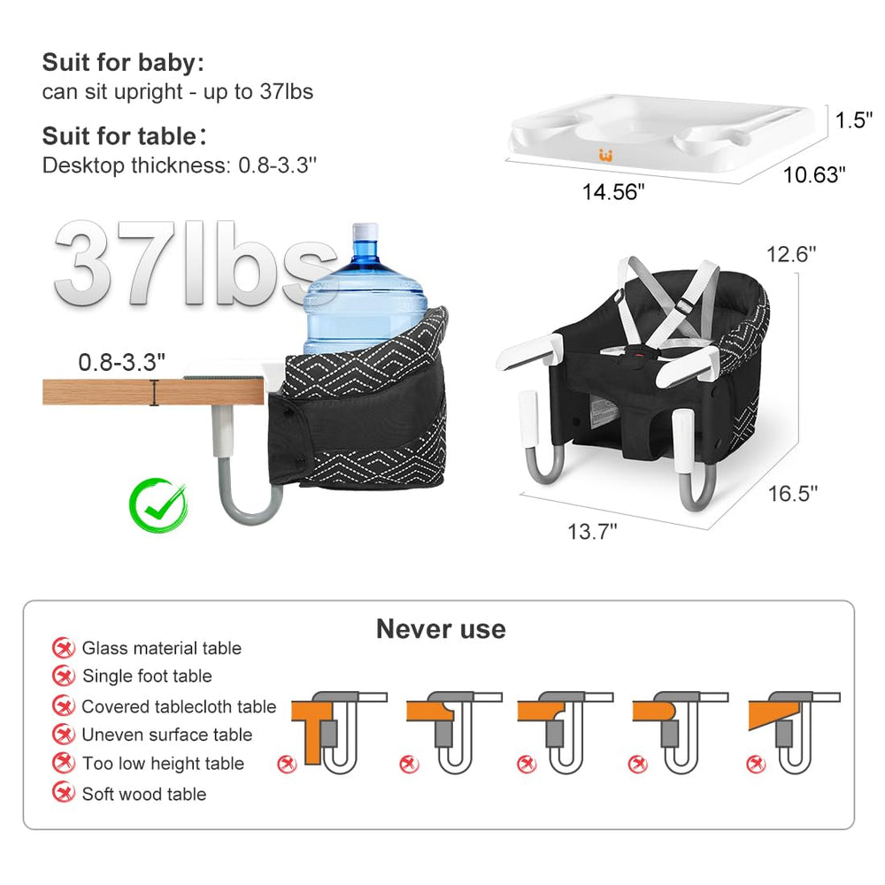 MTWML Hook On High Chair cotton cushion for breathable comfort.