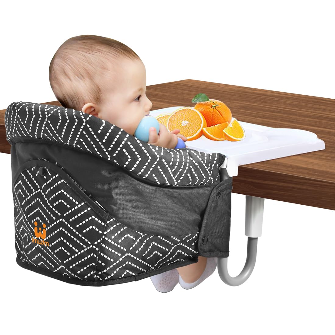 MTWML Hook On High Chair with tray attachment for secure table dining.