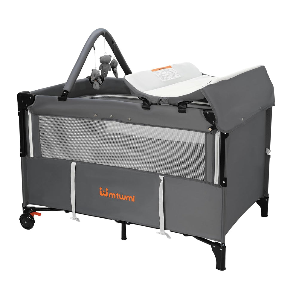 MTWML portable bassinet attached to adult bed for safe co-sleeping.