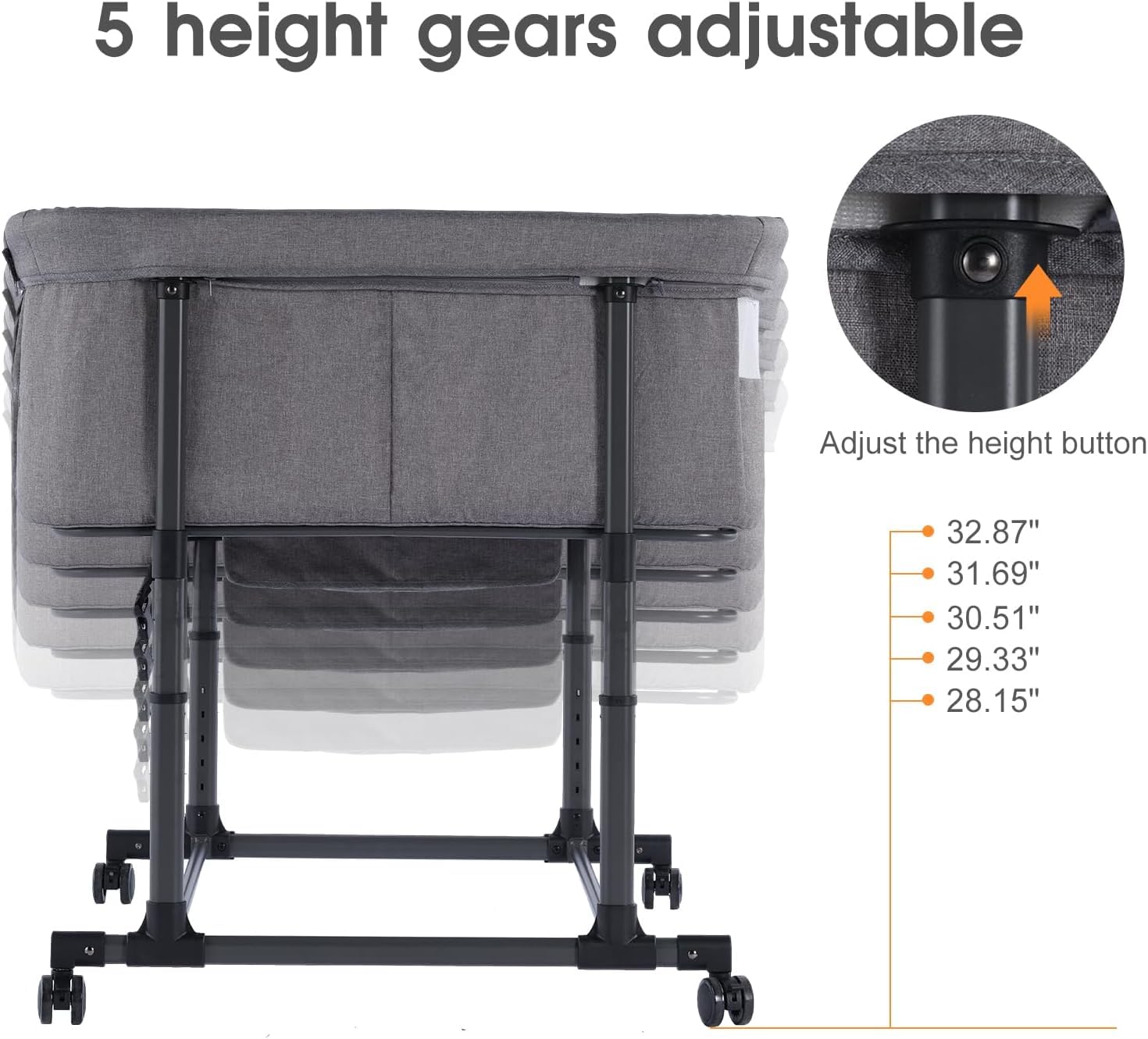 MTWML Twin Bassinet adjustable height to match your bed