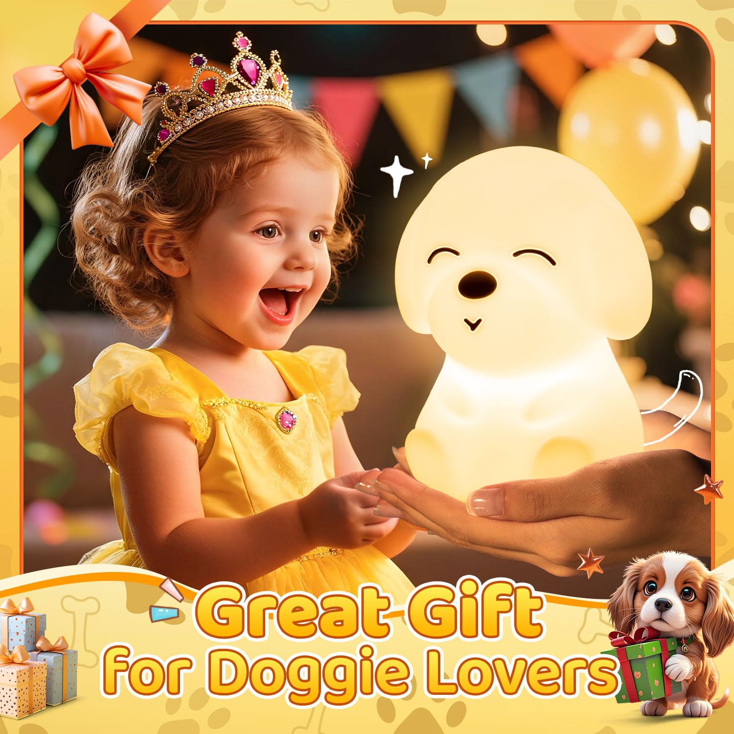 Mubarek Puppy Night Light offers two brightness levels for flexible nighttime lighting