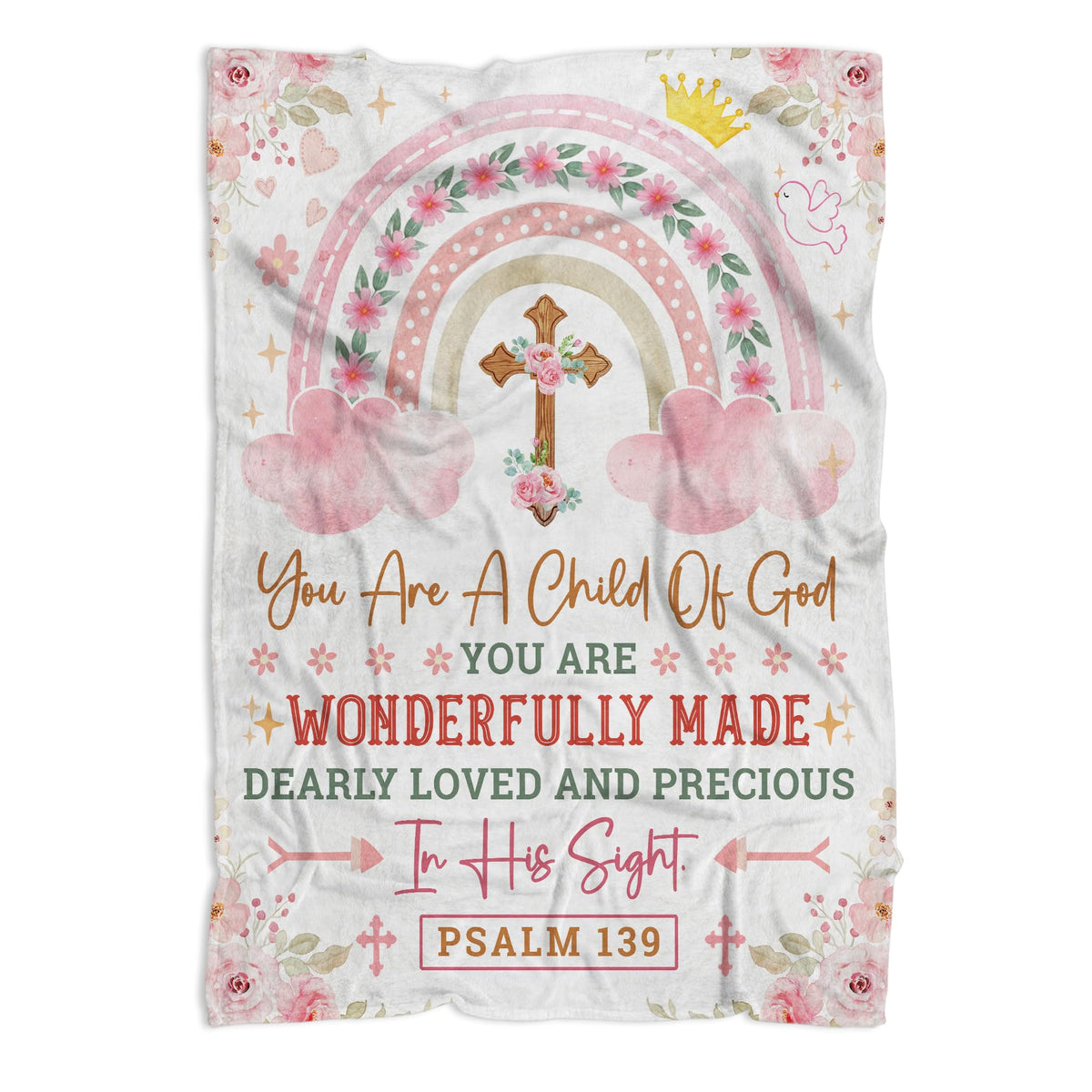 Muchnee Baptism Blanket 40x30 print showcases personalized touch for christening gifts.