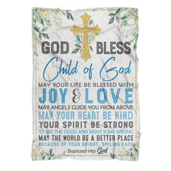 MUCHNEE Baptism Blanket for Boys in blue on crib, soft and vibrant.