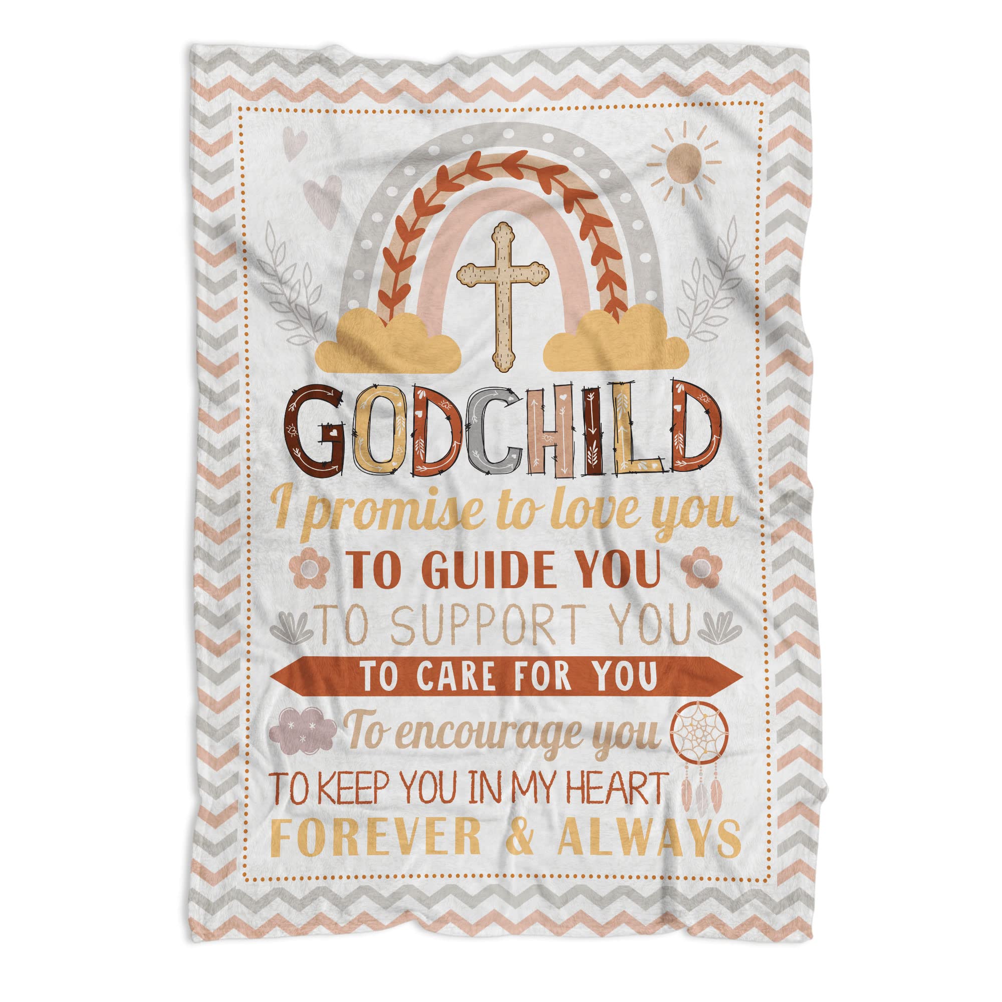 MUCHNEE Baptism Blanket front view with vibrant fleece print for keepsakes.