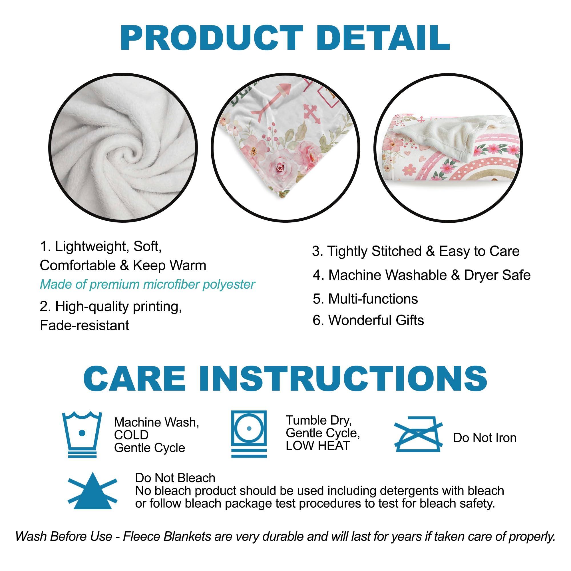 Muchnee Baptism Blanket features ultra-soft microfleece backing for cozy warmth.