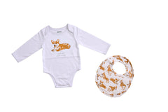 Mud Pie corgi bodysuit front print for all-day baby comfort.