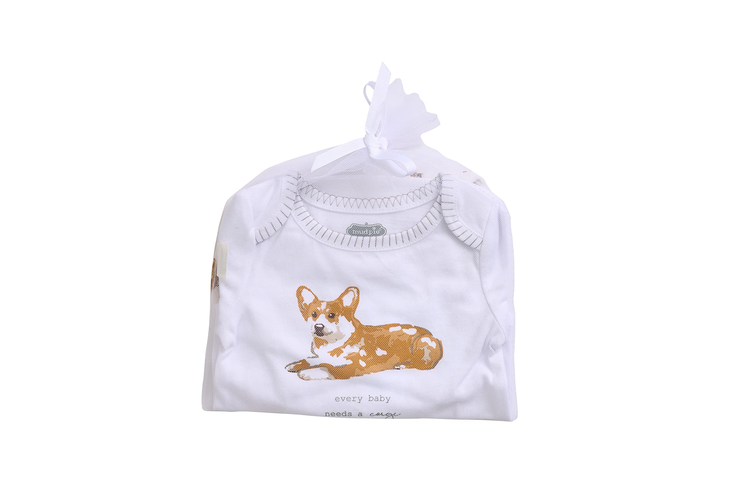 Mud Pie bodysuit blanket stitch detail adds durability and style.