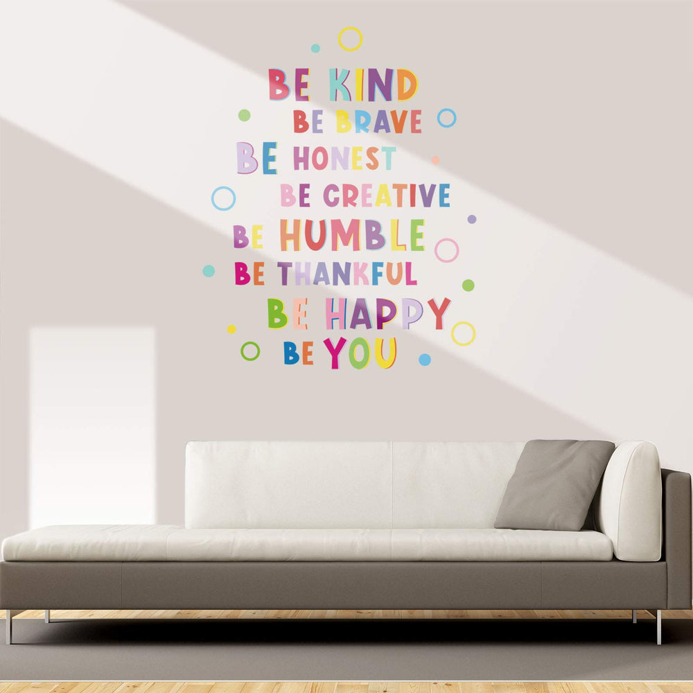 Mudder inspirational lettering decal adds a colorful focal point.