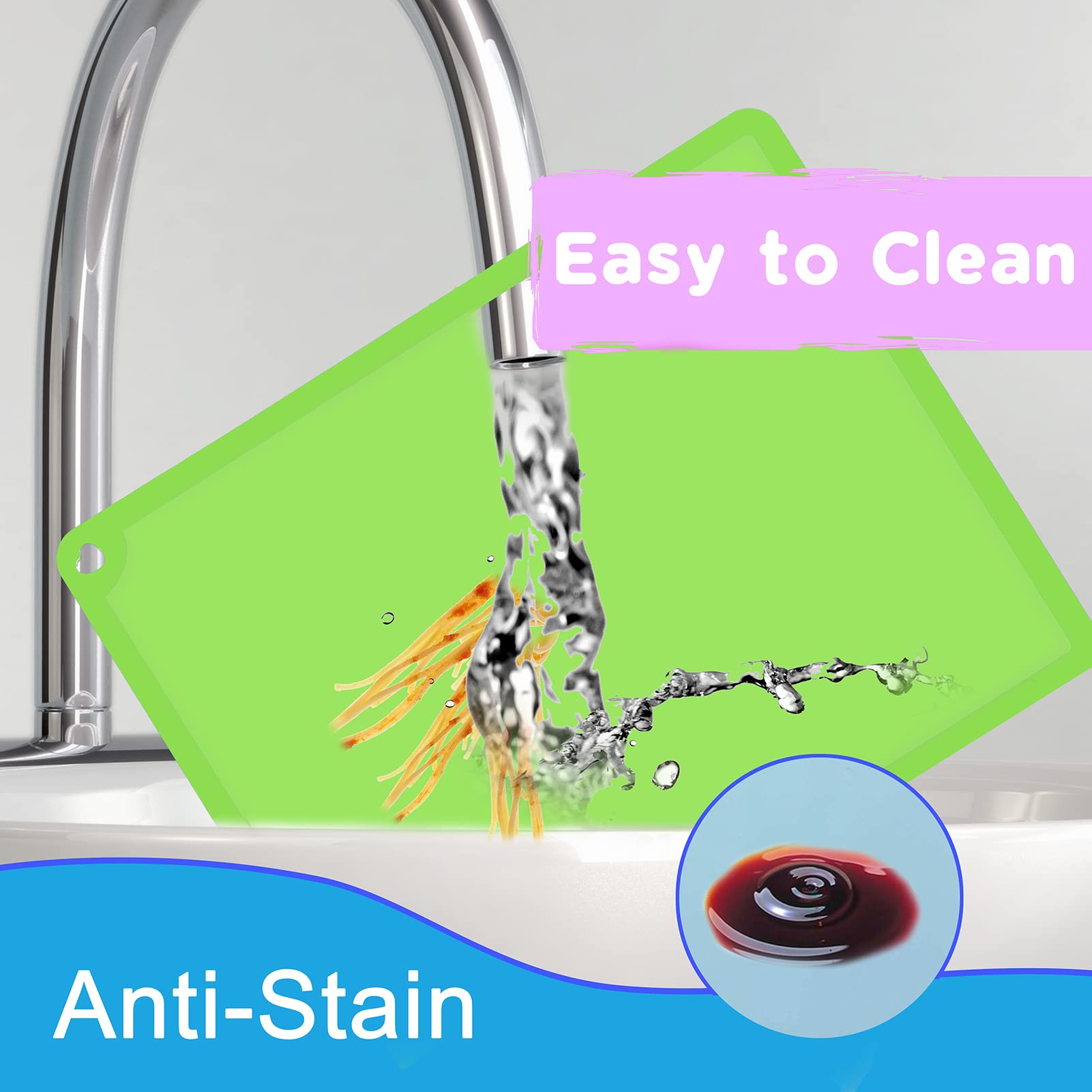 Mudocp silicone kids placemat green, easy to wipe clean after snack time.