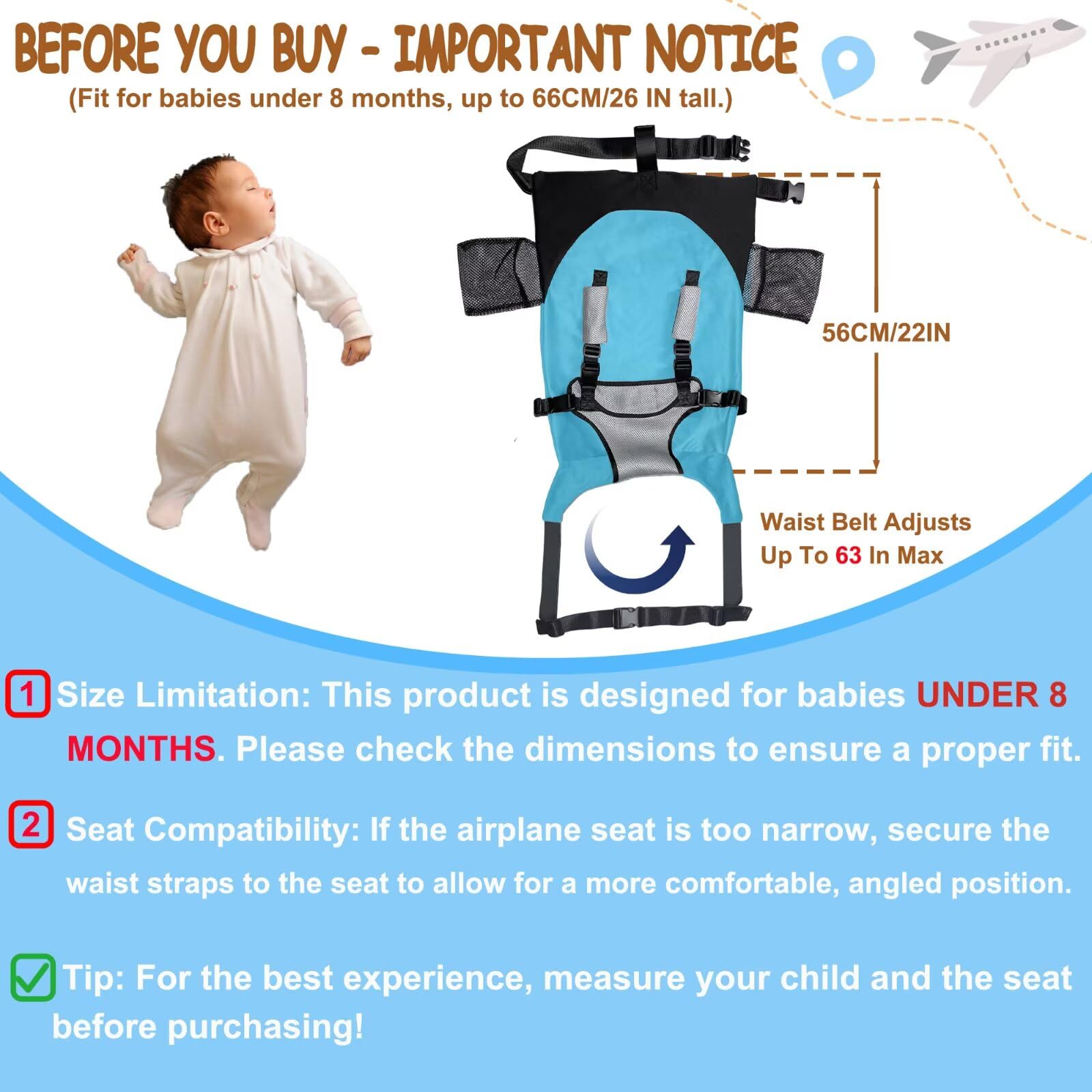 MueKeesam baby airplane bed packed in carry bag for easy travel.