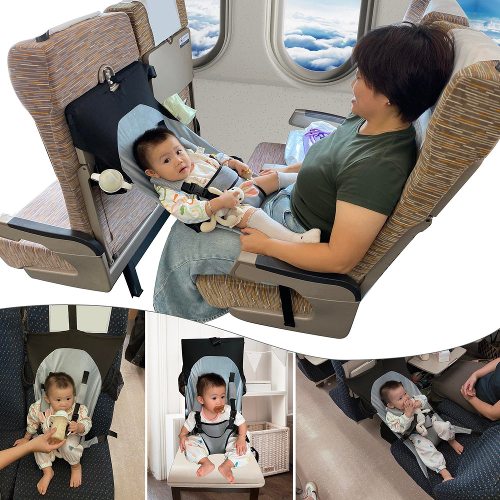 MueKeesam baby airplane bed folded in a compact carry bag for travel.
