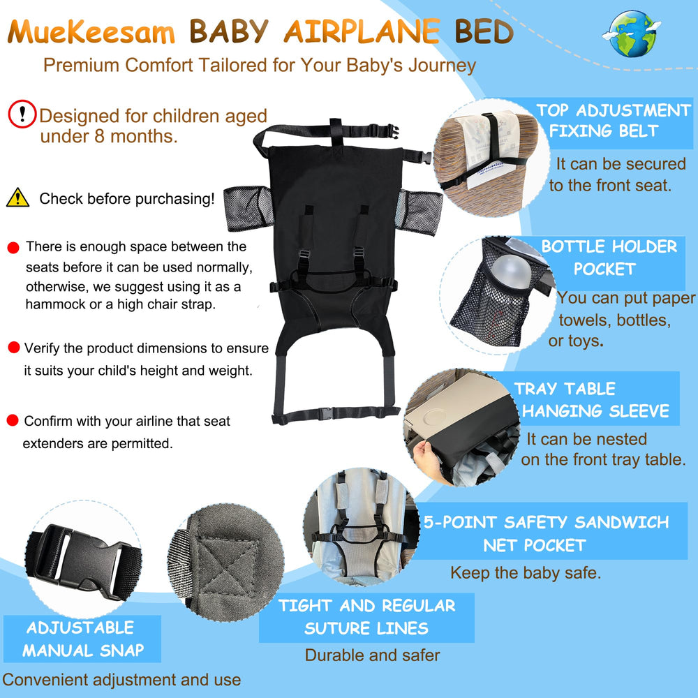 MueKeesam front-facing sling supports eye contact during flights.