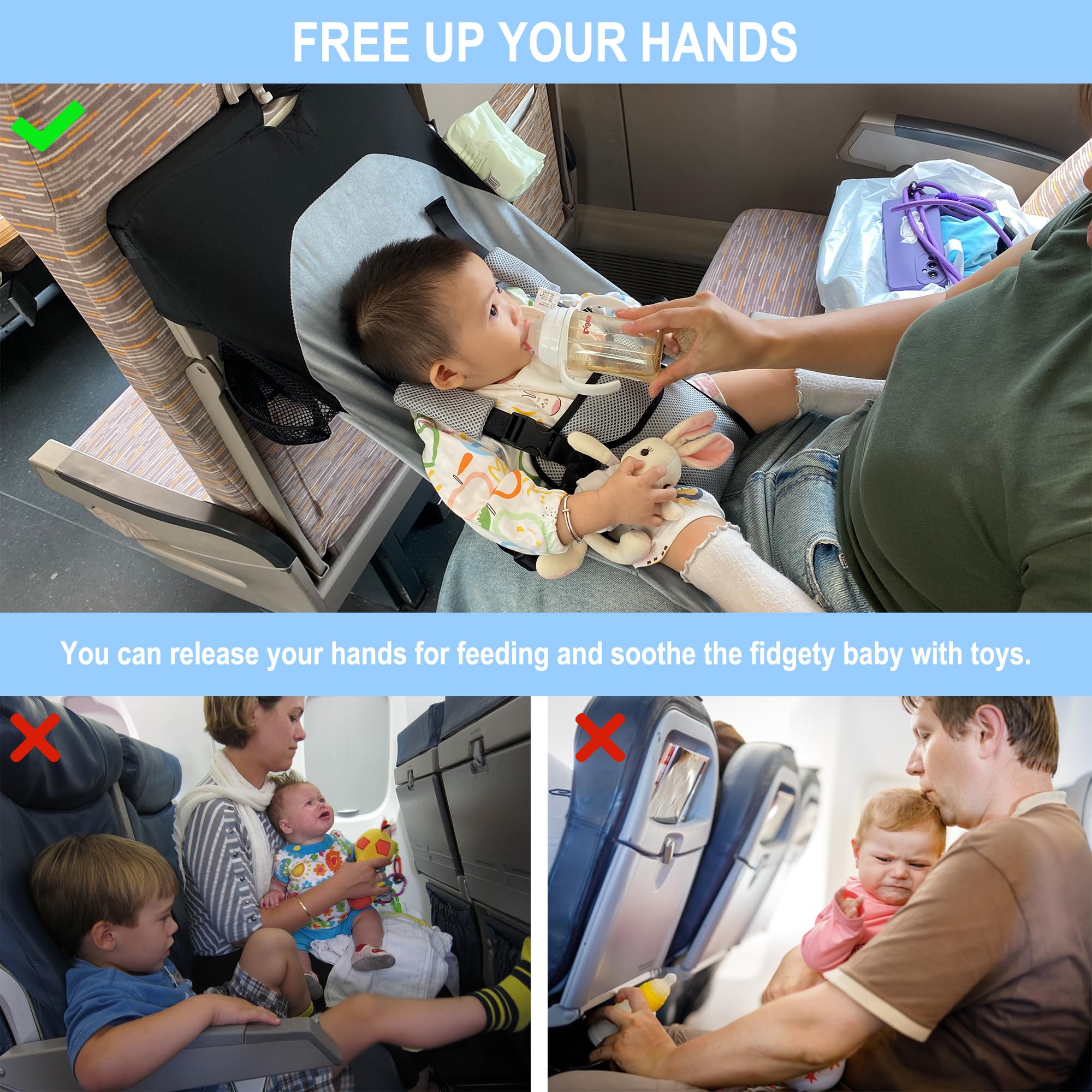 MueKeesam baby airplane bed harness wraps around seat for secure use.